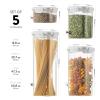 imageAirtight Food Storage Containers With Lids 5 Piece BPA Free Plastic Kitchen Pantry Storage Containers  Dry Food Storage Containers Set For Pasta Cereal Flour Sugar Coffee Rice Nuts Snacks