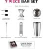 imageExpert Cocktail Shaker Home Bar Set  14 Piece Stainless Steel Bar Tools Kit with Shaking Tins Flat Bottle Opener Double Bar Jigger Hawthorne Strainer Shot Glasses Bar Spoon and 6 Pour Spouts7Piece