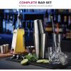 imageExpert Cocktail Shaker Home Bar Set  14 Piece Stainless Steel Bar Tools Kit with Shaking Tins Flat Bottle Opener Double Bar Jigger Hawthorne Strainer Shot Glasses Bar Spoon and 6 Pour Spouts14 Piece