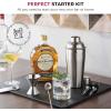 imageExpert Cocktail Shaker Home Bar Set  14 Piece Stainless Steel Bar Tools Kit with Shaking Tins Flat Bottle Opener Double Bar Jigger Hawthorne Strainer Shot Glasses Bar Spoon and 6 Pour Spouts7Piece