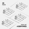 imageFineDine 20Piece Stainless Steel Silverware Set  Kitchen Utensils Set Serving For 4 Cutlery Set  Flatware Set Includes Spoons Forks ampamp Knifes  Dishwasher Safe Stainless Steel Utensils Set