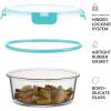 imageFineDine 24 Piece Premium Borosilicate Glass Meal Prep Containers Glass  Airtight Food Storage Containers with Lids Hinged Locking Lid BPA Free For Meal PrepFreezerOvenTeal