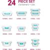 imageFineDine 24 Piece Premium Borosilicate Glass Meal Prep Containers Glass  Airtight Food Storage Containers with Lids Hinged Locking Lid BPA Free For Meal PrepFreezerOvenTeal