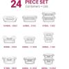 imageFineDine 24 Piece Premium Borosilicate Glass Meal Prep Containers Glass  Airtight Food Storage Containers with Lids Hinged Locking Lid BPA Free For Meal PrepFreezerOvenWhite
