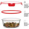 imageFineDine 24 Piece Premium Borosilicate Glass Meal Prep Containers Glass  Airtight Food Storage Containers with Lids Hinged Locking Lid BPA Free For Meal PrepFreezerOvenRed