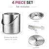 imageFineDine DoubleWall Stainless Steel Insulated Ice Bucket with Lid ampamp Ice Tong 3 Liter Included Strainer Keeps Ice Cold ampamp Dry Carry Leather Handle Home Bar Chilling Beer Champagne Wine BottleStainless Steel