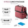 imageFineDine Lunch Bag with Glass Containers  Insulated Lunch Box for Women and Men  Leakproof Locking Lids ampamp Ice Pack  2Compartment Cooler Tote for Work Vermilion