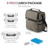 imageFineDine Lunch Bag with Glass Containers  Insulated Lunch Box for Women and Men  Leakproof Locking Lids ampamp Ice Pack  2Compartment Cooler Tote for Work Beaver