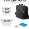 imageFineDine Lunch Bag with Glass Containers  Insulated Lunch Box for Women and Men  Leakproof Locking Lids ampamp Ice Pack  2Compartment Cooler Tote for Work Black