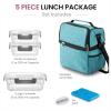 imageFineDine Lunch Bag with Glass Containers  Insulated Lunch Box for Women and Men  Leakproof Locking Lids ampamp Ice Pack  2Compartment Cooler Tote for Work Summer Sky