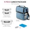 imageFineDine Lunch Bag with Glass Containers  Insulated Lunch Box for Women and Men  Leakproof Locking Lids ampamp Ice Pack  2Compartment Cooler Tote for Work Denim