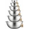 imageFineDine Stainless Steel Mixing Bowls Set Dishwasher Safe Up To 8 Quart Metal Mixing Bowls For Kitchen Nesting Large Small Big Food Prep Cooking BakingStainless Steel