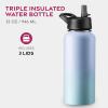 imageFineDine Water Bottle  Stainless Steel Insulated Water Bottle with Straw Lid Flip Lid ampamp WideMouth Cap  Keeps Hot and Cold  25 Oz  739ml  Army GreenPowder Steel Blue Blend