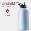 imageFineDine Water Bottle  Stainless Steel Insulated Water Bottle with Straw Lid Flip Lid ampamp WideMouth Cap  Keeps Hot and Cold  25 Oz  739ml  Army GreenPowder Steel Blue Blend
