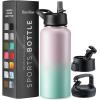 imageFineDine Water Bottle  Stainless Steel Insulated Water Bottle with Straw Lid Flip Lid ampamp WideMouth Cap  Keeps Hot and Cold  25 Oz  739ml  Army GreenDreamy PinkGreen