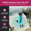 imageFineDine Water Bottle  Stainless Steel Insulated Water Bottle with Straw Lid Flip Lid ampamp WideMouth Cap  Keeps Hot and Cold  25 Oz  739ml  Army GreenCheery Turquoise