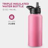 imageFineDine Water Bottle  Stainless Steel Insulated Water Bottle with Straw Lid Flip Lid ampamp WideMouth Cap  Keeps Hot and Cold  25 Oz  739ml  Army GreenStriking French Rose