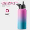 imageFineDine Water Bottle  Stainless Steel Insulated Water Bottle with Straw Lid Flip Lid ampamp WideMouth Cap  Keeps Hot and Cold  25 Oz  739ml  Army GreenPacific Blue Rose Blend