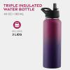 imageFineDine Water Bottle  Stainless Steel Insulated Water Bottle with Straw Lid Flip Lid ampamp WideMouth Cap  Keeps Hot and Cold  25 Oz  739ml  Army GreenDreamy Purple