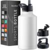 imageFineDine Water Bottle  Stainless Steel Insulated Water Bottle with Straw Lid Flip Lid ampamp WideMouth Cap  Keeps Hot and Cold  25 Oz  739ml  Army GreenPure Pearly White