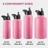 imageFineDine Water Bottle  Stainless Steel Insulated Water Bottle with Straw Lid Flip Lid ampamp WideMouth Cap  Keeps Hot and Cold  25 Oz  739ml  Army GreenStriking French Rose