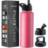 imageFineDine Water Bottle  Stainless Steel Insulated Water Bottle with Straw Lid Flip Lid ampamp WideMouth Cap  Keeps Hot and Cold  25 Oz  739ml  Army GreenStriking French Rose