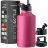 imageFineDine Water Bottle  Stainless Steel Insulated Water Bottle with Straw Lid Flip Lid ampamp WideMouth Cap  Keeps Hot and Cold  25 Oz  739ml  Army GreenStriking French Rose