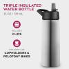 imageFineDine Water Bottle  Stainless Steel Insulated Water Bottle with Straw Lid Flip Lid ampamp WideMouth Cap  Keeps Hot and Cold  25 Oz  739ml  Army GreenBrushed Stainless Steel