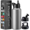 imageFineDine Water Bottle  Stainless Steel Insulated Water Bottle with Straw Lid Flip Lid ampamp WideMouth Cap  Keeps Hot and Cold  25 Oz  739ml  Army GreenModern Lava Gray