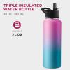 imageFineDine Water Bottle  Stainless Steel Insulated Water Bottle with Straw Lid Flip Lid ampamp WideMouth Cap  Keeps Hot and Cold  25 Oz  739ml  Army GreenPacific Blue Rose Blend