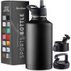 imageFineDine Water Bottle  Stainless Steel Insulated Water Bottle with Straw Lid Flip Lid ampamp WideMouth Cap  Keeps Hot and Cold  25 Oz  739ml  Army GreenInky Raven Black