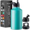 imageFineDine Water Bottle  Stainless Steel Insulated Water Bottle with Straw Lid Flip Lid ampamp WideMouth Cap  Keeps Hot and Cold  25 Oz  739ml  Army GreenCheery Turquoise