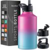imageFineDine Water Bottle  Stainless Steel Insulated Water Bottle with Straw Lid Flip Lid ampamp WideMouth Cap  Keeps Hot and Cold  25 Oz  739ml  Army GreenPacific Blue Rose Blend