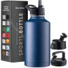 imageFineDine Water Bottle  Stainless Steel Insulated Water Bottle with Straw Lid Flip Lid ampamp WideMouth Cap  Keeps Hot and Cold  25 Oz  739ml  Army GreenMajestic Sapphire