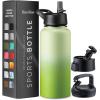 imageFineDine Water Bottle  Stainless Steel Insulated Water Bottle with Straw Lid Flip Lid ampamp WideMouth Cap  Keeps Hot and Cold  25 Oz  739ml  Army GreenDreamy Green