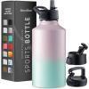 imageFineDine Water Bottle  Stainless Steel Insulated Water Bottle with Straw Lid Flip Lid ampamp WideMouth Cap  Keeps Hot and Cold  25 Oz  739ml  Army GreenDreamy PinkGreen