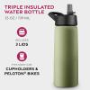 imageFineDine Water Bottle  Stainless Steel Insulated Water Bottle with Straw Lid Flip Lid ampamp WideMouth Cap  Keeps Hot and Cold  25 Oz  739ml  Army GreenArmy Green