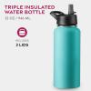 imageFineDine Water Bottle  Stainless Steel Insulated Water Bottle with Straw Lid Flip Lid ampamp WideMouth Cap  Keeps Hot and Cold  25 Oz  739ml  Army GreenCheery Turquoise