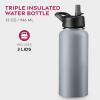 imageFineDine Water Bottle  Stainless Steel Insulated Water Bottle with Straw Lid Flip Lid ampamp WideMouth Cap  Keeps Hot and Cold  25 Oz  739ml  Army GreenModern Lava Gray