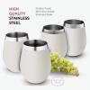 imageUnbreakable Wine Glasses  18 Ounce Set of 4 Wine glasses Premium Grade 188 Stainless Steel Red ampamp White Stemless Wine Glasses set Pure Pearly WhitePure Pearly White