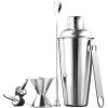 imageExpert Cocktail Shaker Home Bar Set  14 Piece Stainless Steel Bar Tools Kit with Shaking Tins Flat Bottle Opener Double Bar Jigger Hawthorne Strainer Shot Glasses Bar Spoon and 6 Pour Spouts7Piece