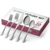 imageFineDine 20Piece Stainless Steel Silverware Set  Kitchen Utensils Set Serving For 4 Cutlery Set  Flatware Set Includes Spoons Forks ampamp Knifes  Dishwasher Safe Stainless Steel Utensils Set