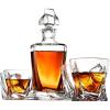 imageFineDine 5Piece EuropeanStyle Whiskey Decanter ampamp Glass Set  With Magnetic Gift Box  Exquisite Quadro Design Liquor Decanter ampamp 4 Whiskey Glasses  Perfect Set for Scotch Alcohol Bourbon5 Piece Set
