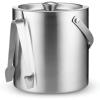 imageFineDine DoubleWall Stainless Steel Insulated Ice Bucket with Lid ampamp Ice Tong 3 Liter Included Strainer Keeps Ice Cold ampamp Dry Carry Leather Handle Home Bar Chilling Beer Champagne Wine BottleStainless Steel