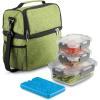 imageFineDine Lunch Bag with Glass Containers  Insulated Lunch Box for Women and Men  Leakproof Locking Lids ampamp Ice Pack  2Compartment Cooler Tote for Work Limerick