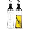 imageFineDine Superior Glass Oil and Vinegar Dispenser Modern Olive Oil Dispenser Wide Opening for Easy Refill and Cleaning Clear Glass Oil Bottle Pouring Spouts 18 Oz Cruet Set Set of 2Set of 2