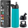 imageFineDine Water Bottle  Stainless Steel Insulated Water Bottle with Straw Lid Flip Lid ampamp WideMouth Cap  Keeps Hot and Cold  25 Oz  739ml  Army GreenCheery Turquoise