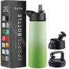 imageFineDine Water Bottle  Stainless Steel Insulated Water Bottle with Straw Lid Flip Lid ampamp WideMouth Cap  Keeps Hot and Cold  25 Oz  739ml  Army GreenDreamy Green