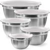 imageStainless Steel Mixing Bowls Set with Lids Home Kitchen Cooking Essentials Household Must Haves for Baking 5 PiecesSilver