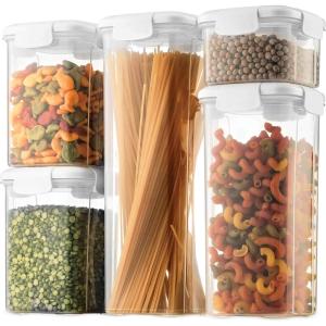 imageAirtight Food Storage Containers With Lids 5 Piece BPA Free Plastic Kitchen Pantry Storage Containers  Dry Food Storage Containers Set For Pasta Cereal Flour Sugar Coffee Rice Nuts Snacks